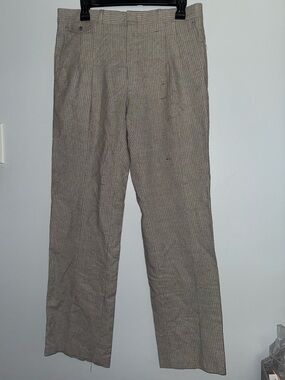 Men's Pinstripe Dress Pants in Taupe